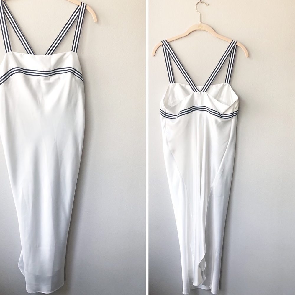 NATORI II Vintage White Chemise Nightgown with Striped Straps